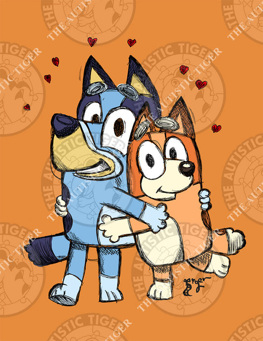 Art Print - B1 Bluey and Bingo Color