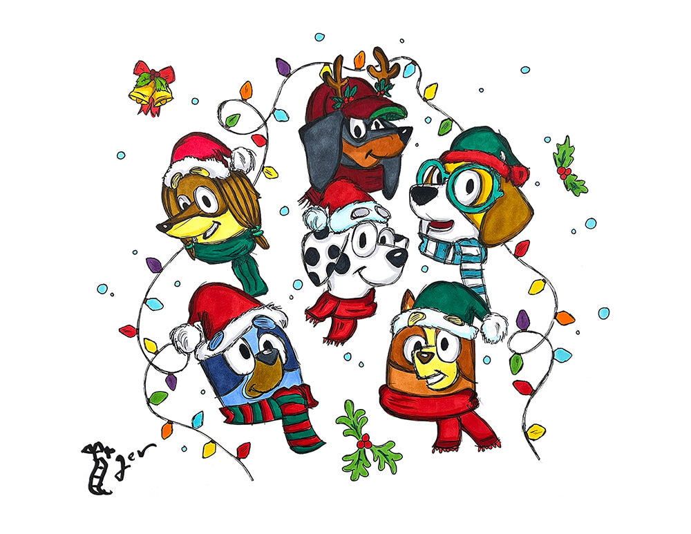 Art Print - B10 Bluey and Friends Christmas