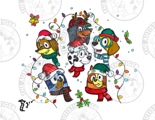 Art Print - B12 Bluey and Friends Christmas