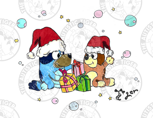 Art Print - B8 Bluey and Bingo Christmas