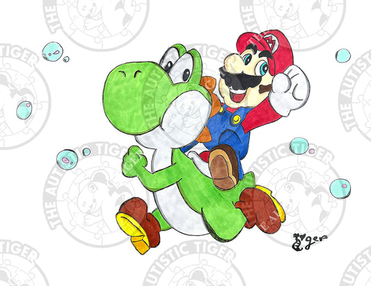 Art Print - C10 Mario and Yoshi - Super Mario Brothers / Nintendo