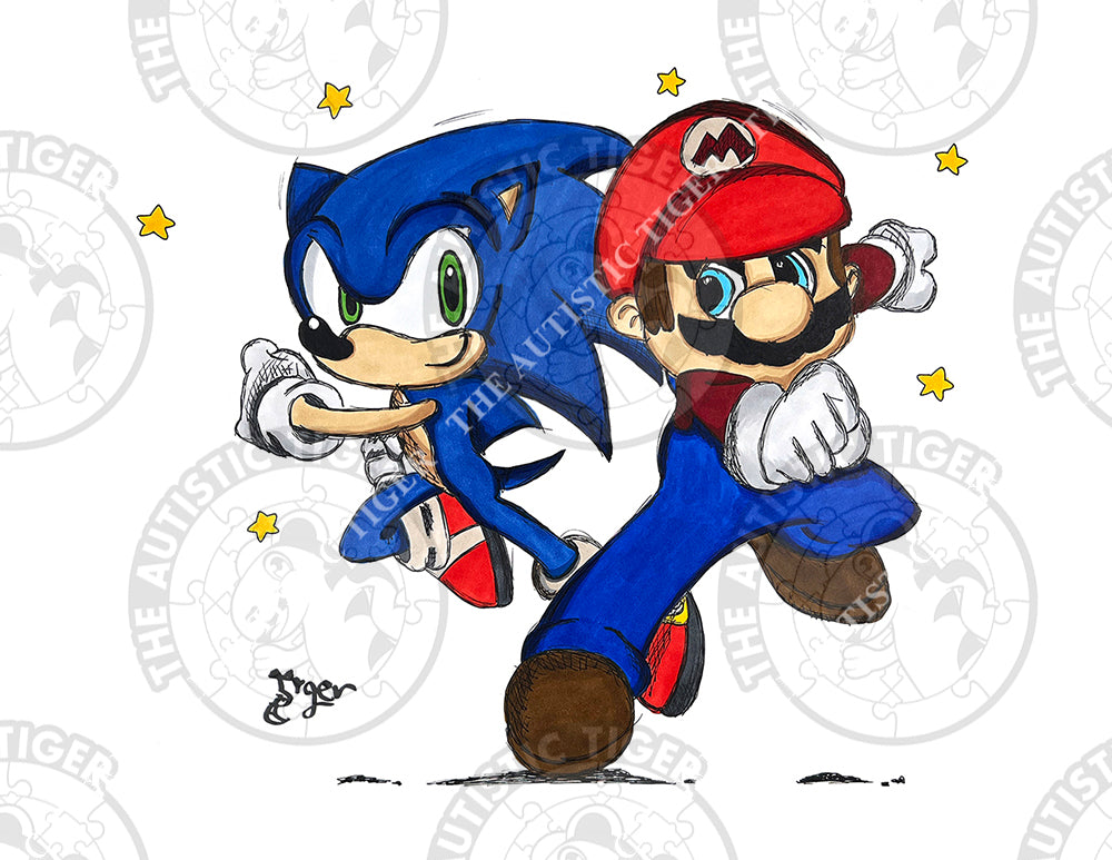 Art Print - C11 Mario and Sonic - Super Mario Brothers / Nintendo