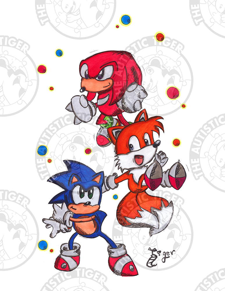 Art Print - C15 Sonic, Knuckles and Tails - Sonic the Hedgehog / Sega