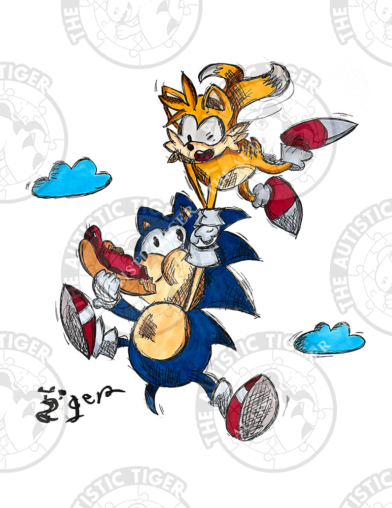 Art Print - C16 Sonic and Tails - Sonic the Hedgehog / Sega