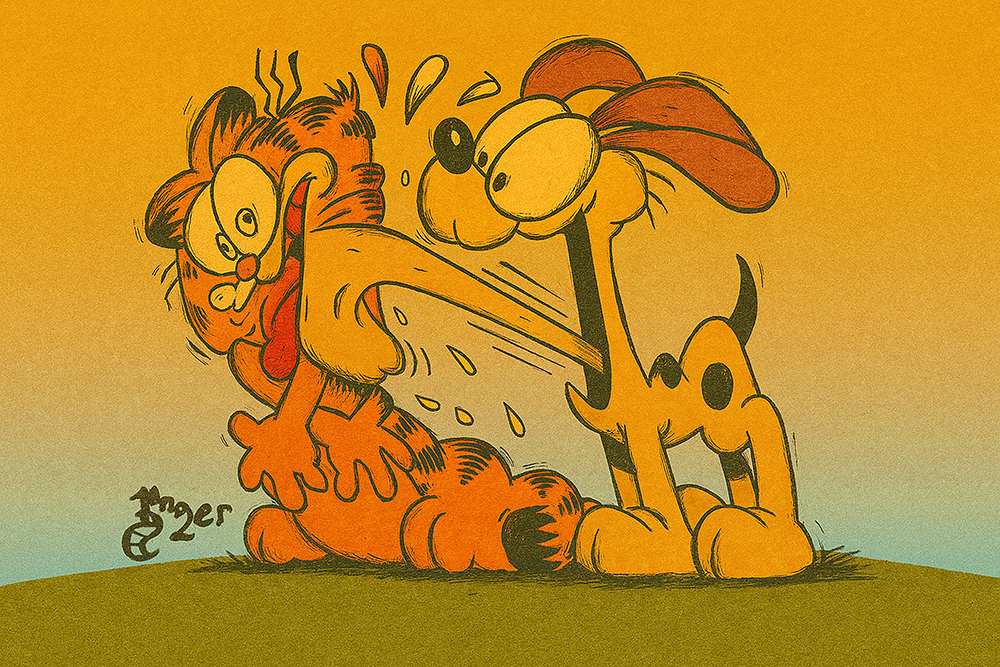 Art Print - C22 - Odie Licks Garfield - Color