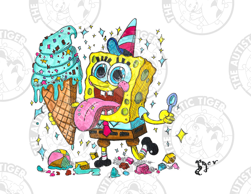 Art Print - C25 Spongebob Ice Cream - Spongebob Squarepants