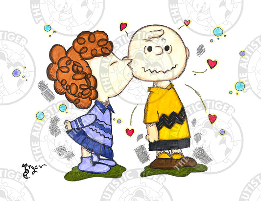 Art Print - C36 Frieda Kisses Charlie Brown - Peanuts