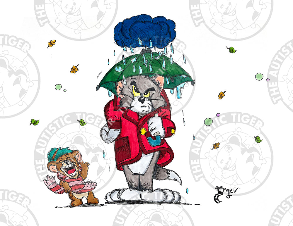 Art Print - C37 Tom and Jerry in the Rain