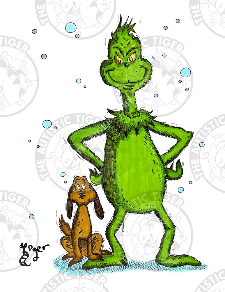 Art Print - C4 Grinch and Max - Dr Seuss