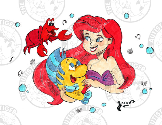 Art Print - D16 Ariel and Friends - Little Mermaid