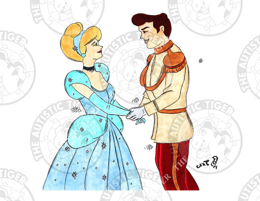 Art Print - D20 Upside Down Cinderella and Prince Charming