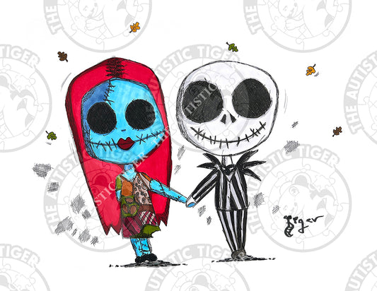 Art Print - D26 Jack and Sally - Nightmare Before Christmas