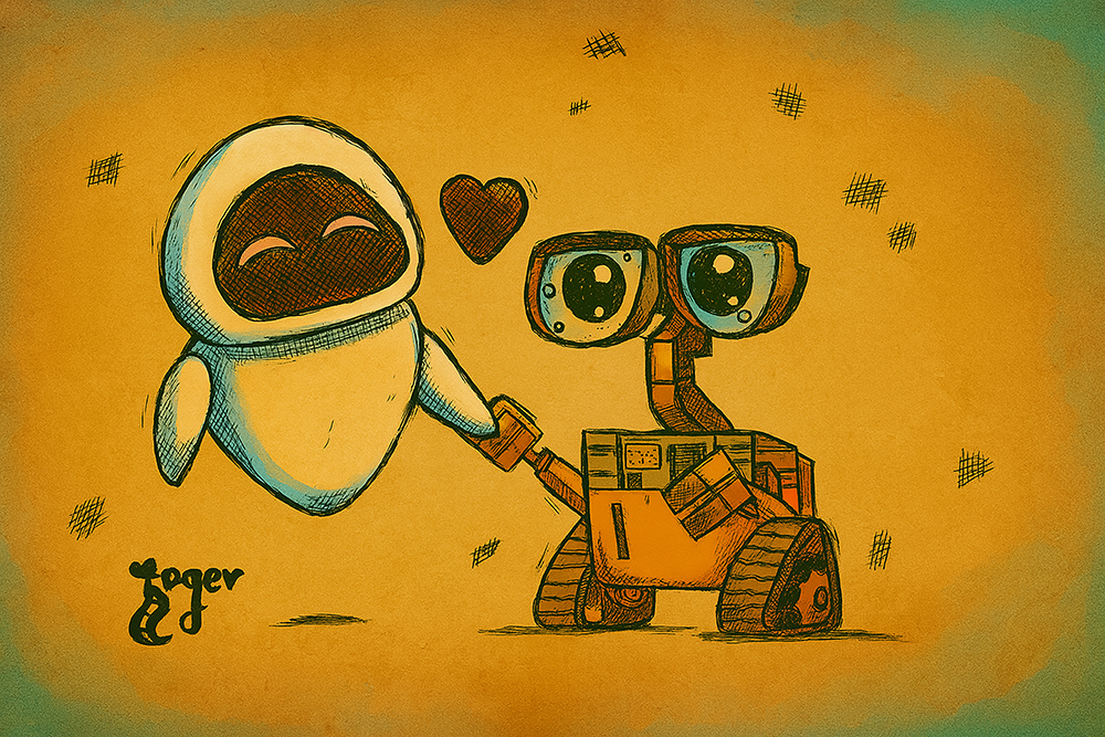 Art Print - D34 Wall-E and Eve Color - Disney