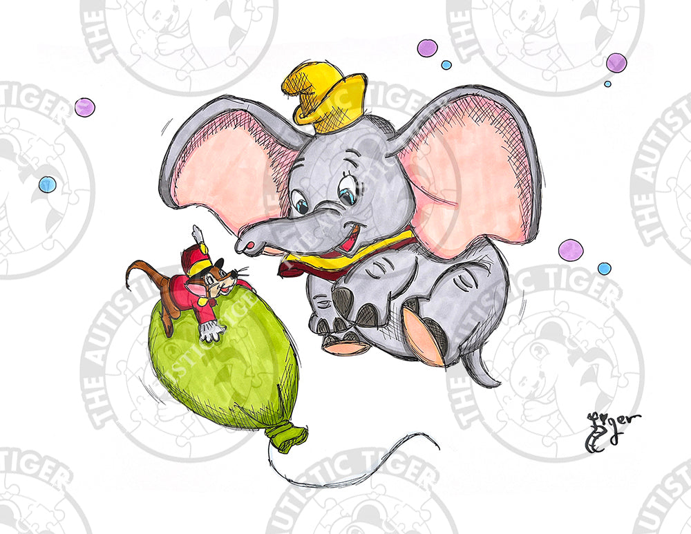 Art Print - D6 Dumbo with Balloon