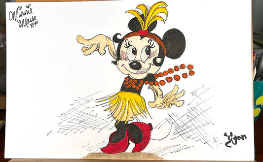 Flapper Minnie - SIGNED - 11x17 Character Drawing