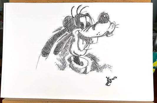 Goofy BW - 11x17 Character Drawing