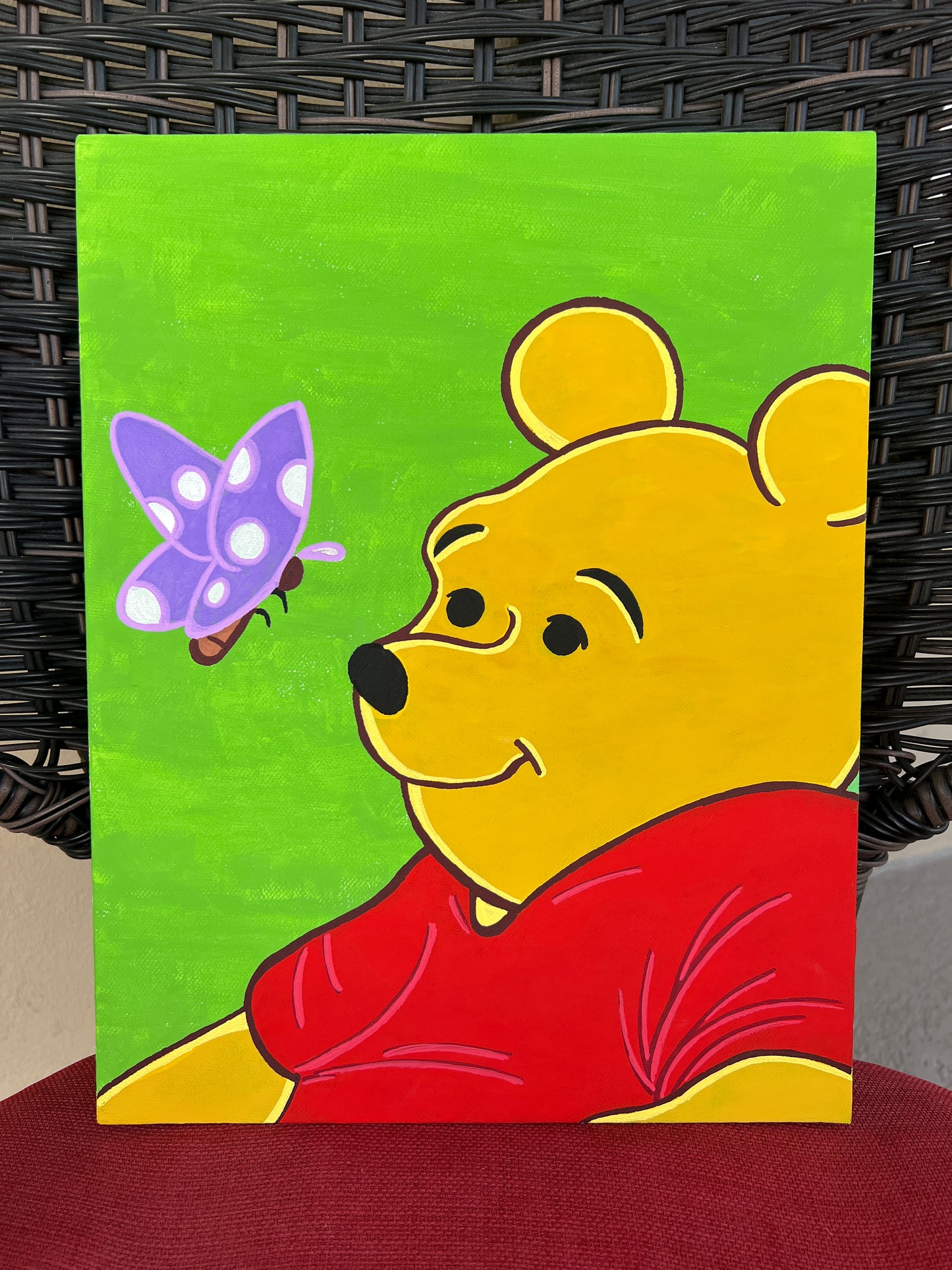 11x14 Painting of Winnie the Pooh and Butterfly