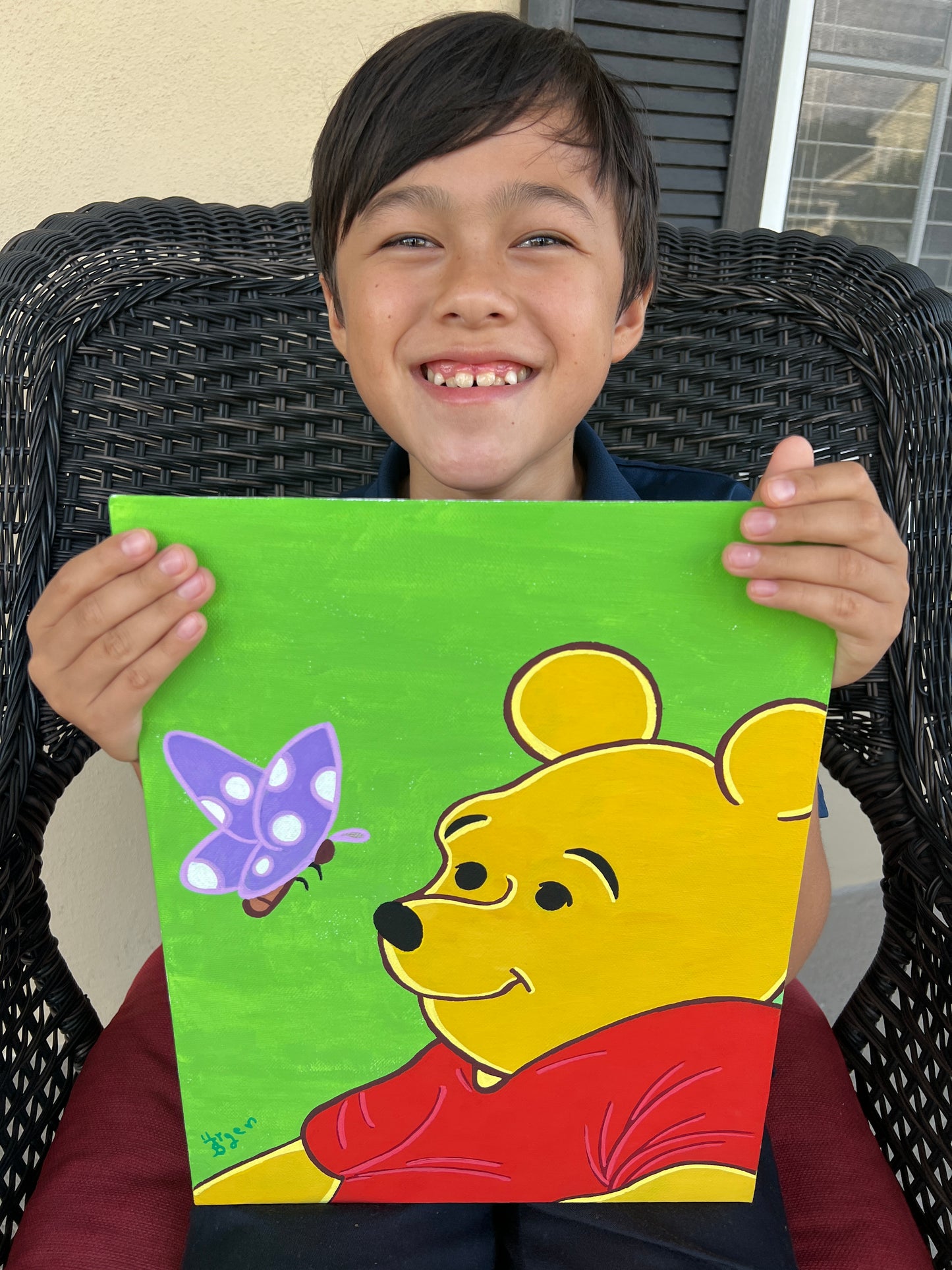 11x14 Painting of Winnie the Pooh and Butterfly