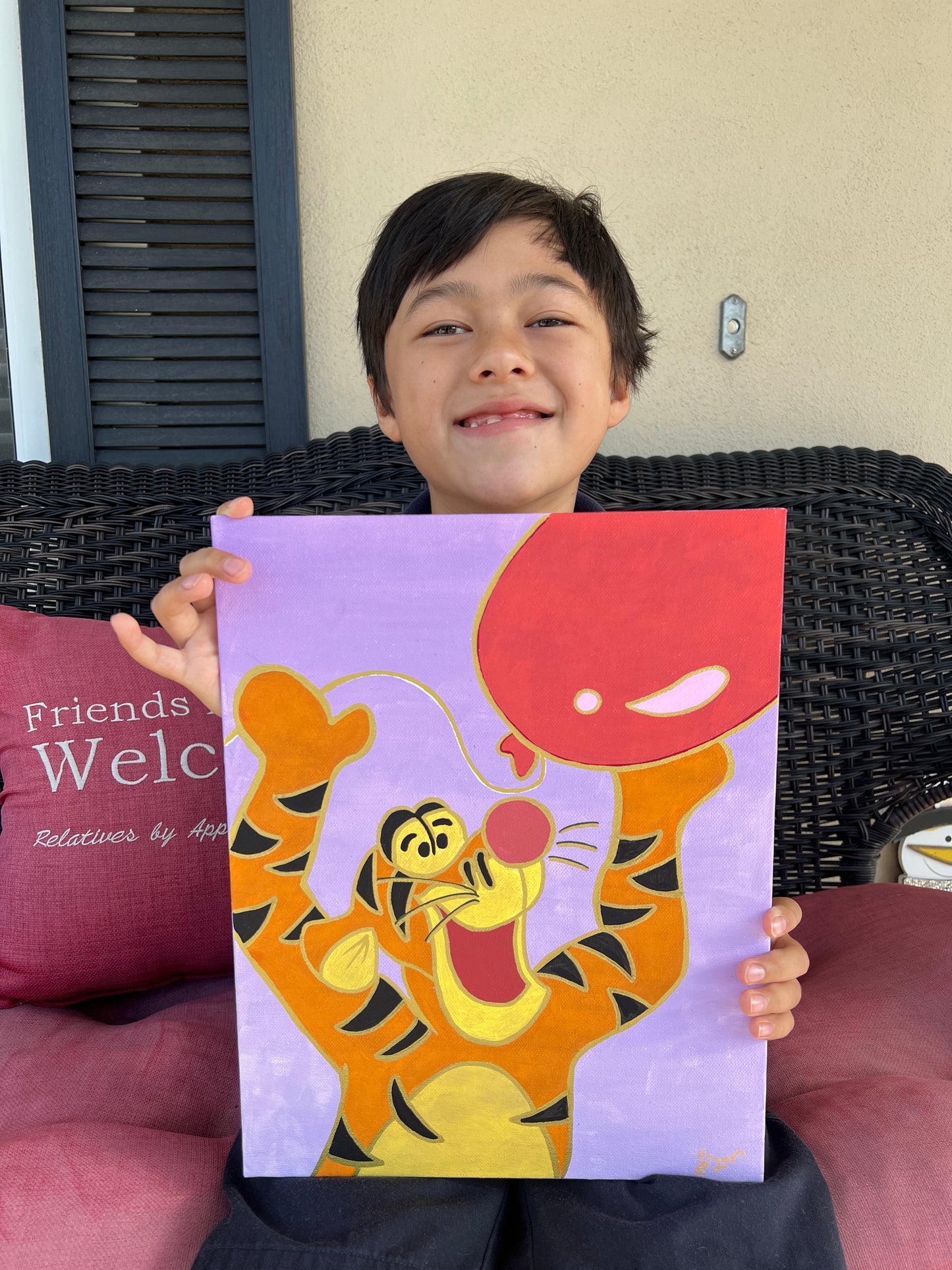 11x14 Painting of Tigger and Balloon