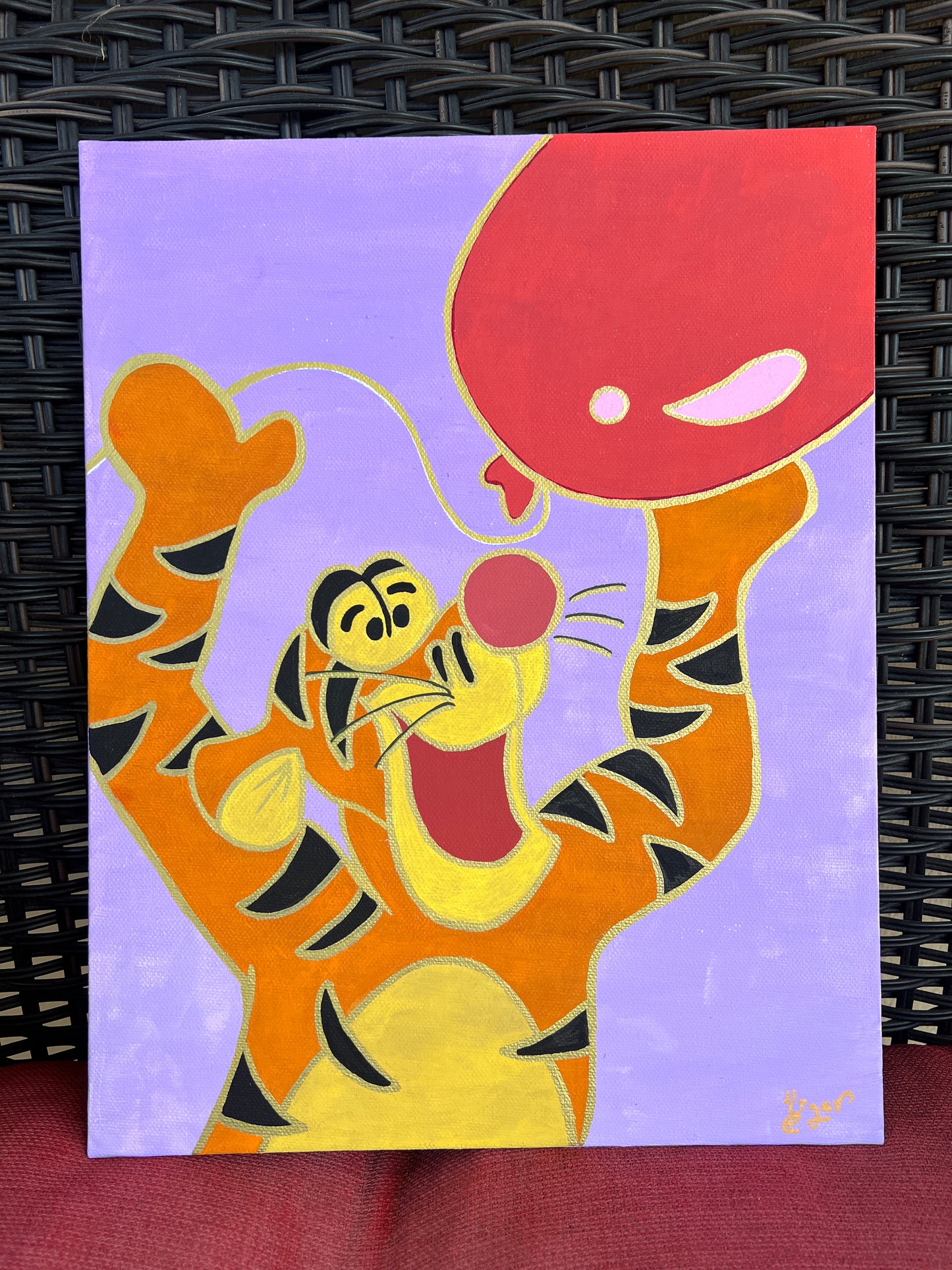 11x14 Painting of Tigger and Balloon