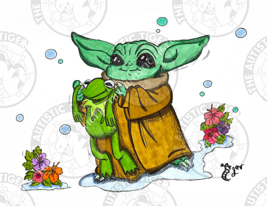 Art Print - M10 Grogu and Kermit - Star Wars / Muppets