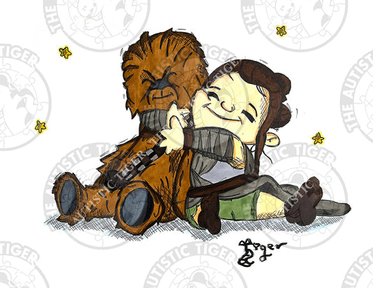 Art Print - M9 Leia and Chewbacca - Star Wars