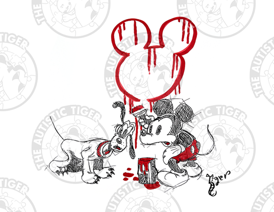 Art Print - MM5 Mickey and Pluto Graffiti - Disney Fab 5