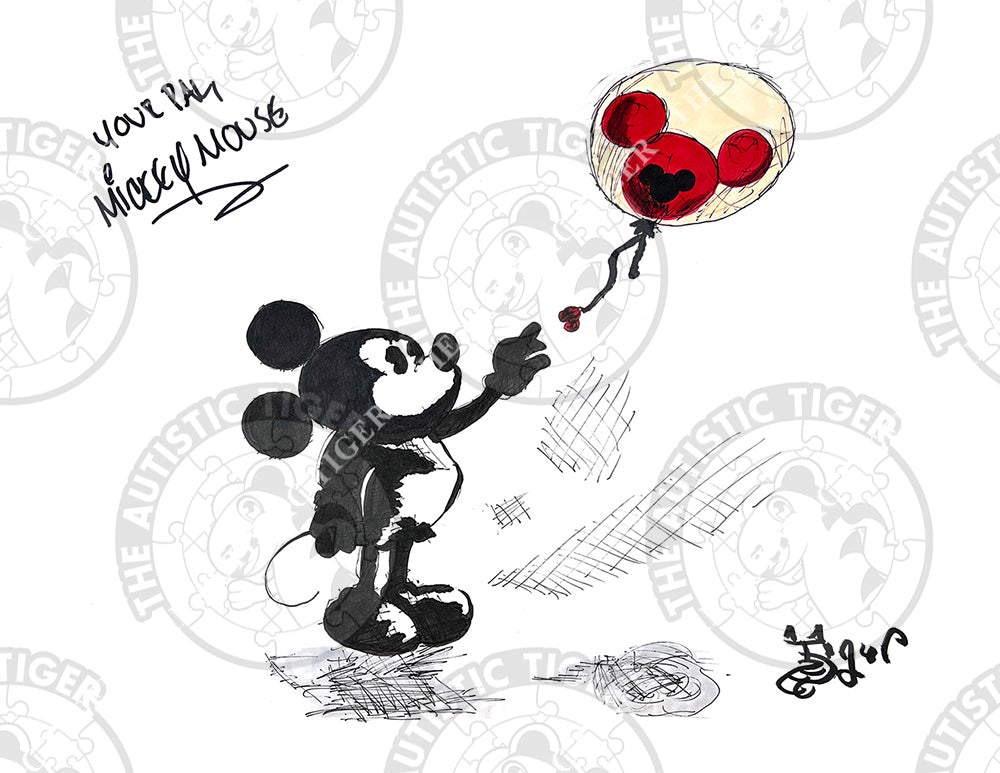 Art Print - MM9 Balloon Girl Mickey SIGNED - Disney Fab 5 Banksy