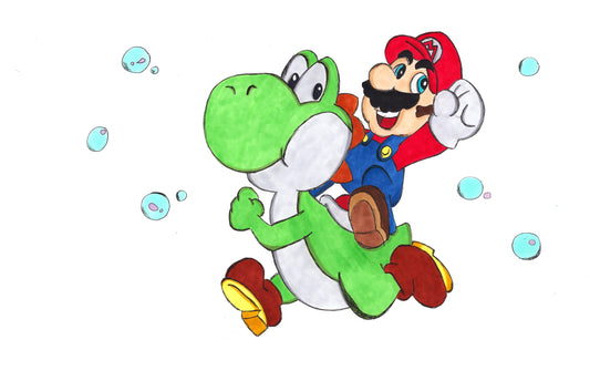 Mario and Yoshi - 11x17 Character Drawing