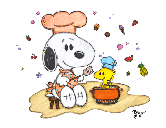 Art Print - N15 Chef Snoopy and Woodstock - Peanuts