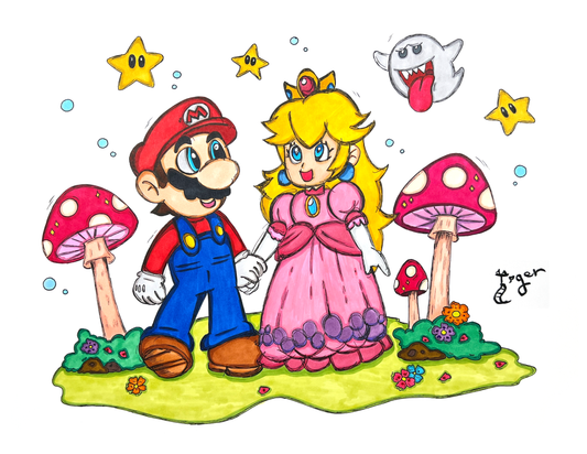 Art Print - N18 Mario and Princess Peach