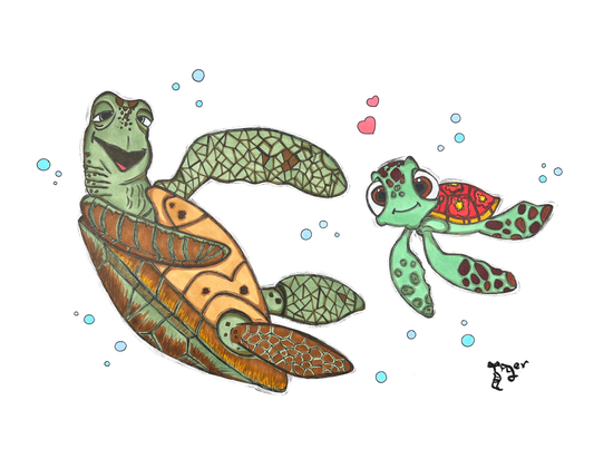 Art Print - N23 Crush and Squirt - Finding Nemo