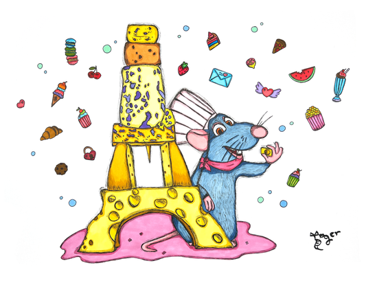 Art Print - N25 Remy with Cheese Eiffel Tower - Ratatouille