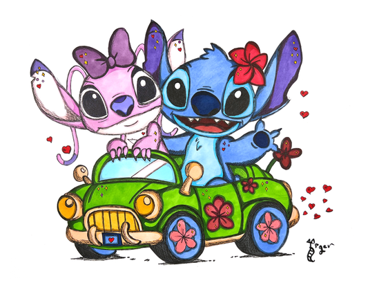Art Print - N28 Stitch and Angel Cruise - Lilo and Stitch