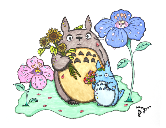 Art Print - N03 Totoro and Flower - My Neighbor Totoro