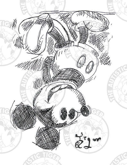 Art Print - N31 Mickey Mouse Upside Down - Disney Fab 5