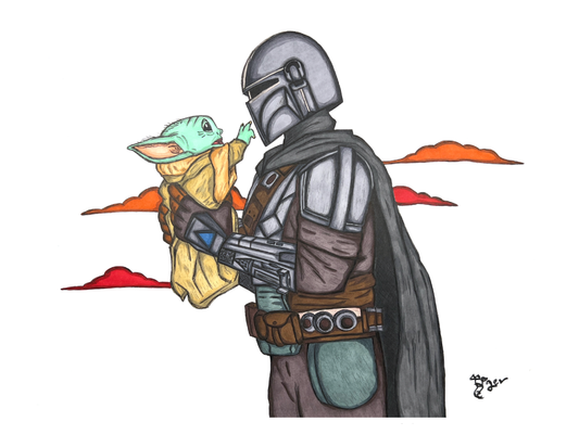 Art Print - N34 Mandalorian and Grogu - Star Wars