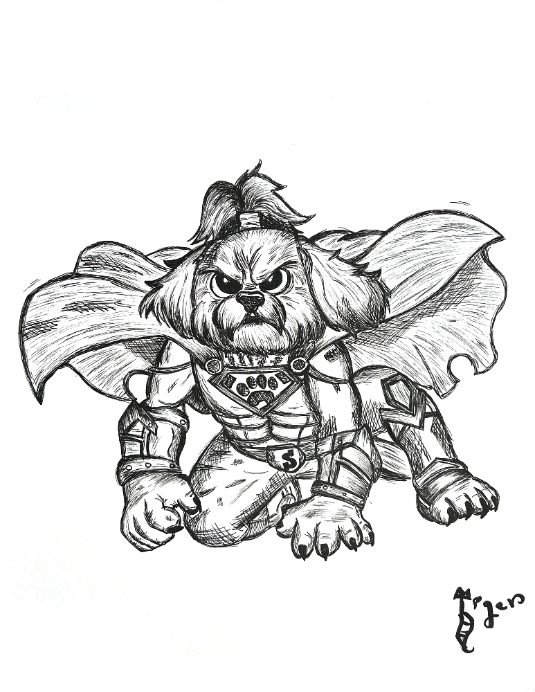 Art Print - N39 Rocket the Chocolate Avenger - Pen and Ink