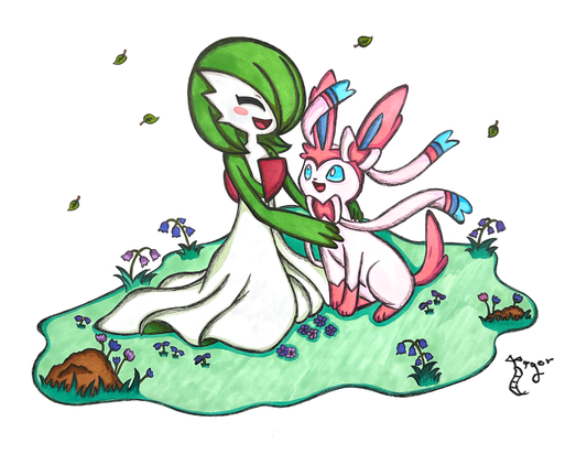 Art Print - N41 Gardevoir and Sylveon - Pokemon
