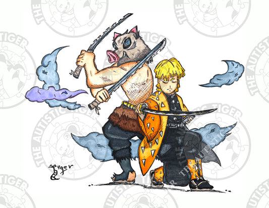 Art Print - N4 Zenitsu Agatsuma and Inosuke Hashibira - Demon Slayer