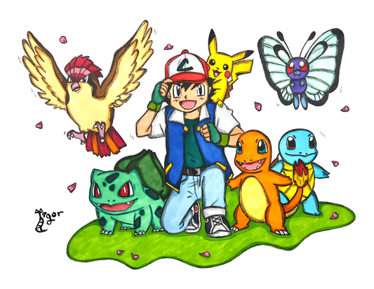 Art Print - N07 Ash and Friends - Pokemon