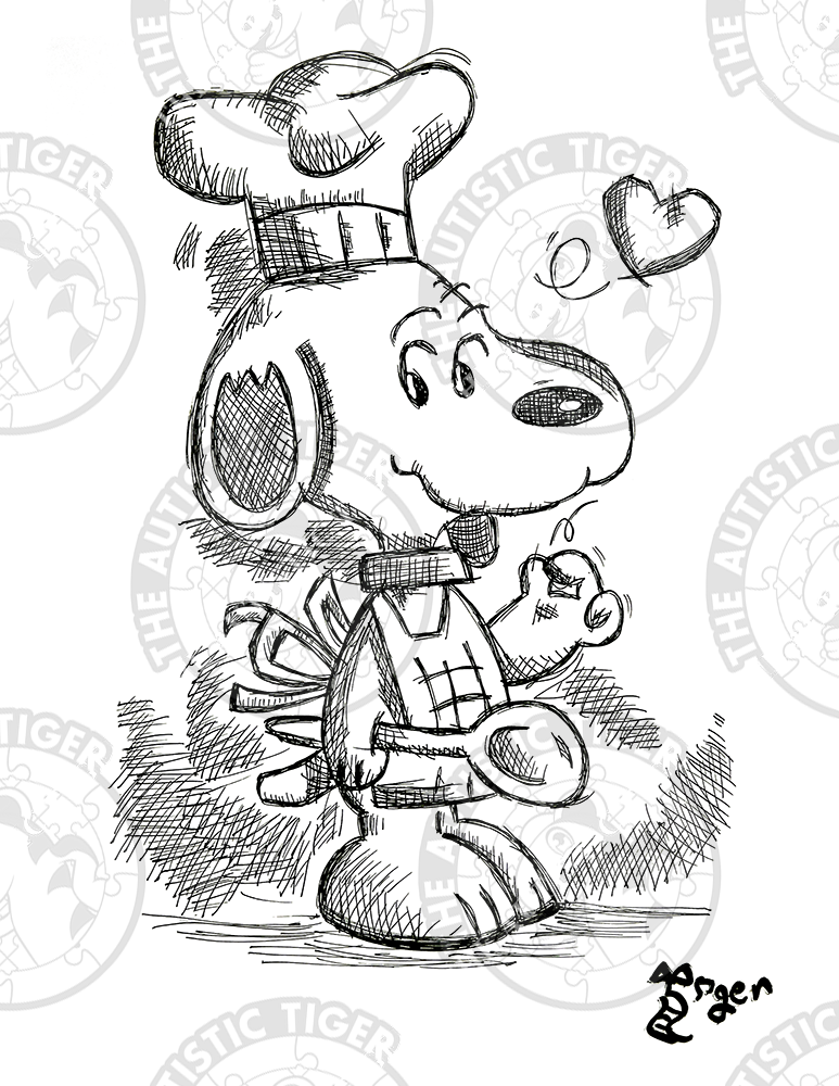 Art Print - P18 Chef Snoopy B/W - Peanuts