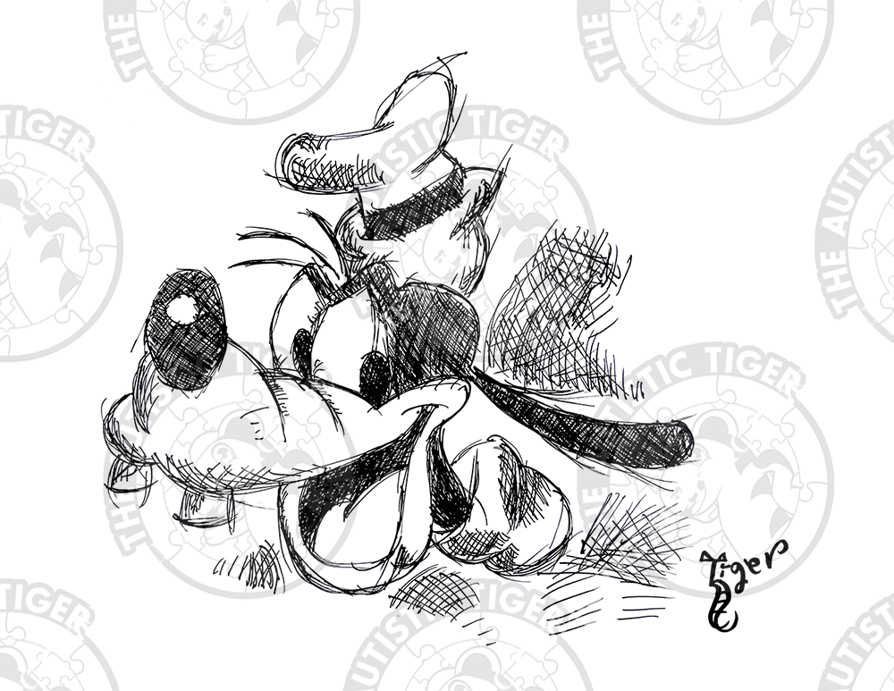 Art Print - P30 Goofy Headshot B/W - Disney Fab 5