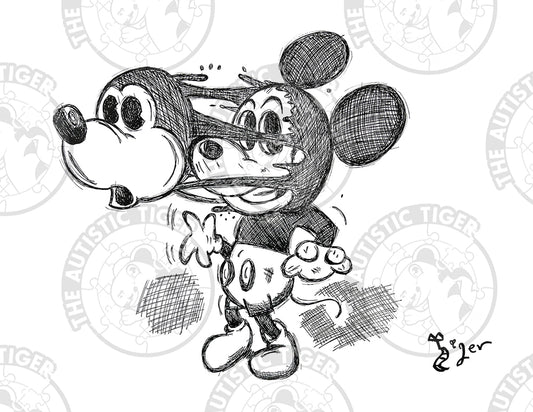 Art Print - P31 Mickey Face Off B/W - Disney Fab 5