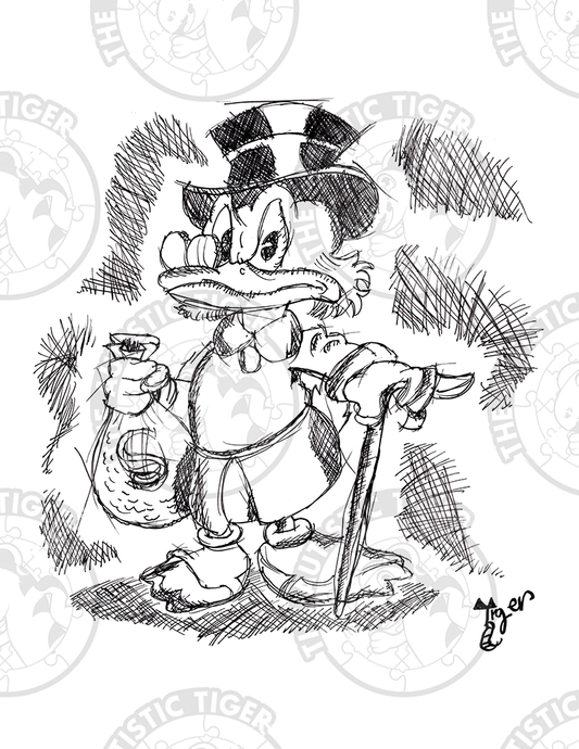 Art Print - P35 Dapper Scrooge McDuck B/W - Disney Fab 5