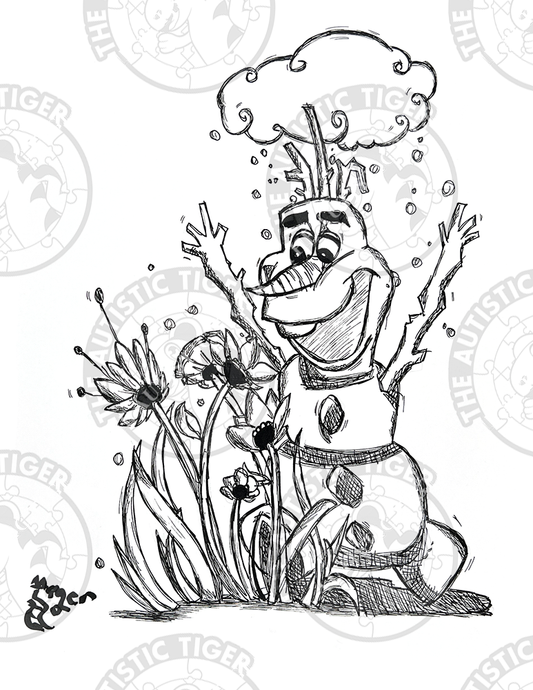 Art Print - P42 Olaf in Summer B/W - Frozen