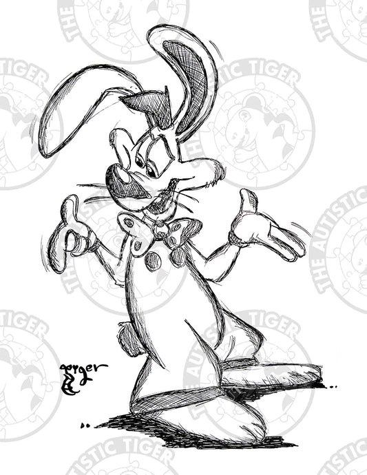 Art Print - P45 Roger Rabbit B/W