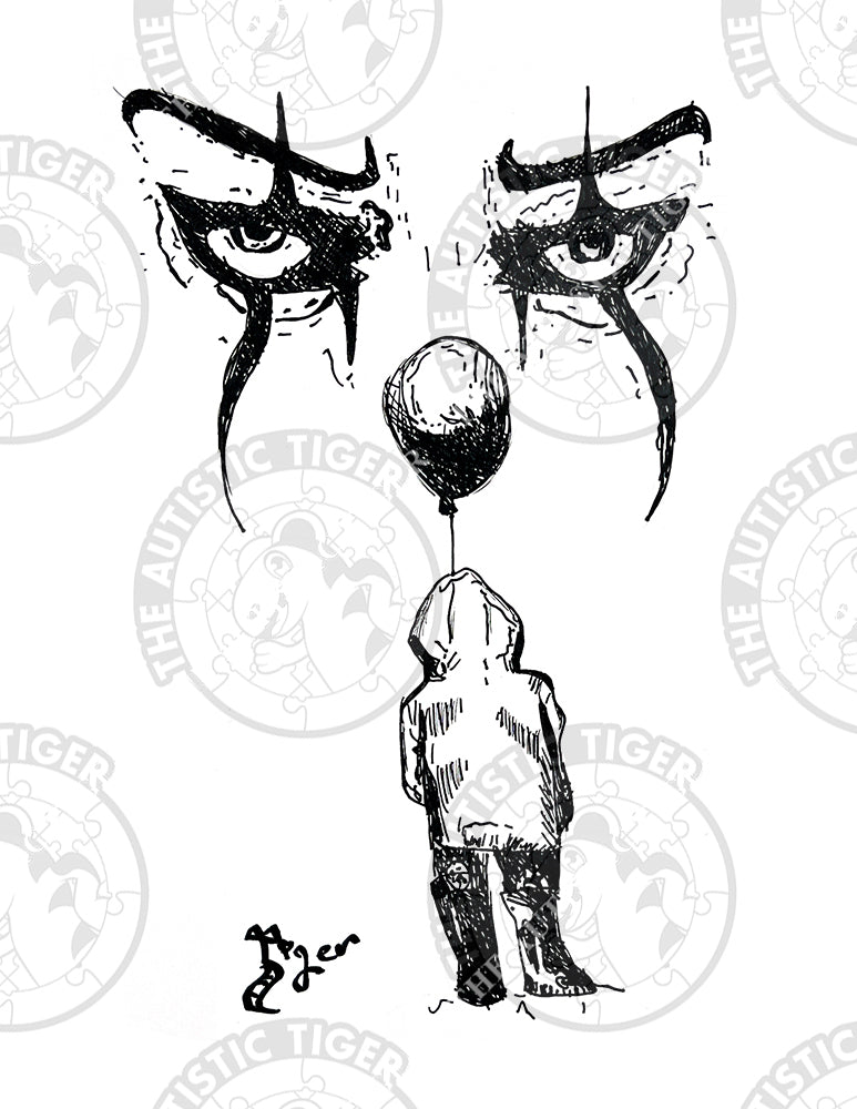 Art Print - P57 Pennywise B/W - It Clown Balloon