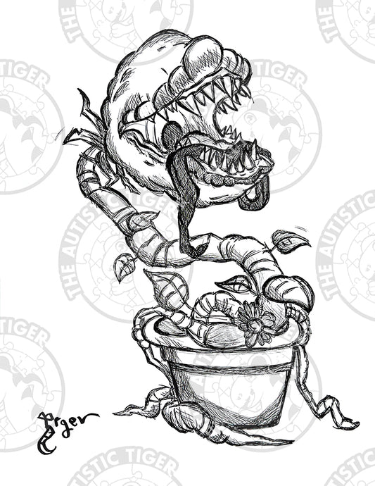 Art Print - P59 Audrey II B/W - Little Shop of Horrors