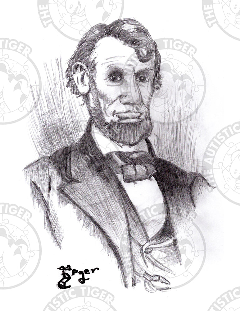 Art Print - P67 Abraham Lincoln Portrait B/W